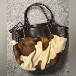 Brown and Cream Women's Tote Bag